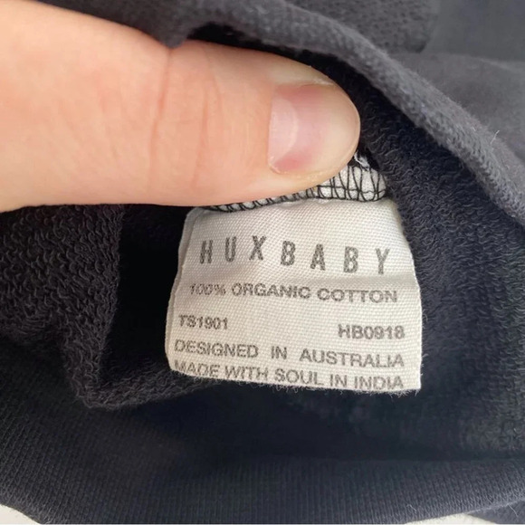 Huxbaby sweat jacket black zip front bear appliqué collarless size 4 years - Picture 5 of 12